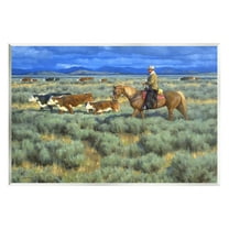 Stupell Industries Cowboy Rounding Cattle Animals & Insects Painting Unframed Art Print Wall Art, 15 x 10