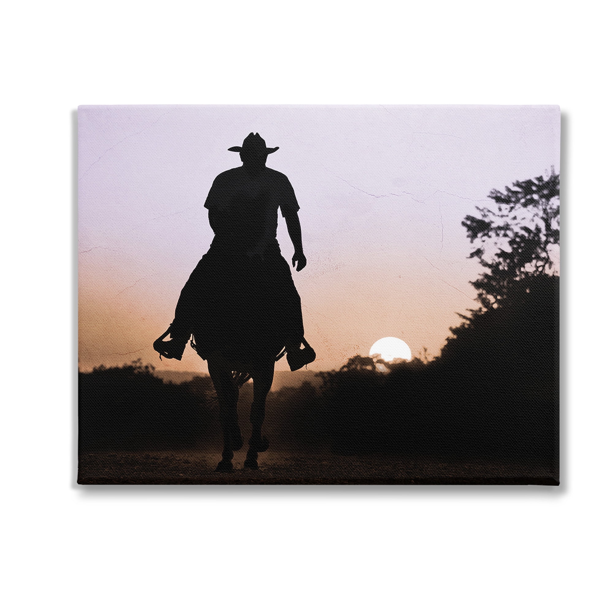 Stupell Industries Cowboy & Setting Sun Landscape Photography Gallery Wrapped Canvas Art Print Wall Art, 30 x 24