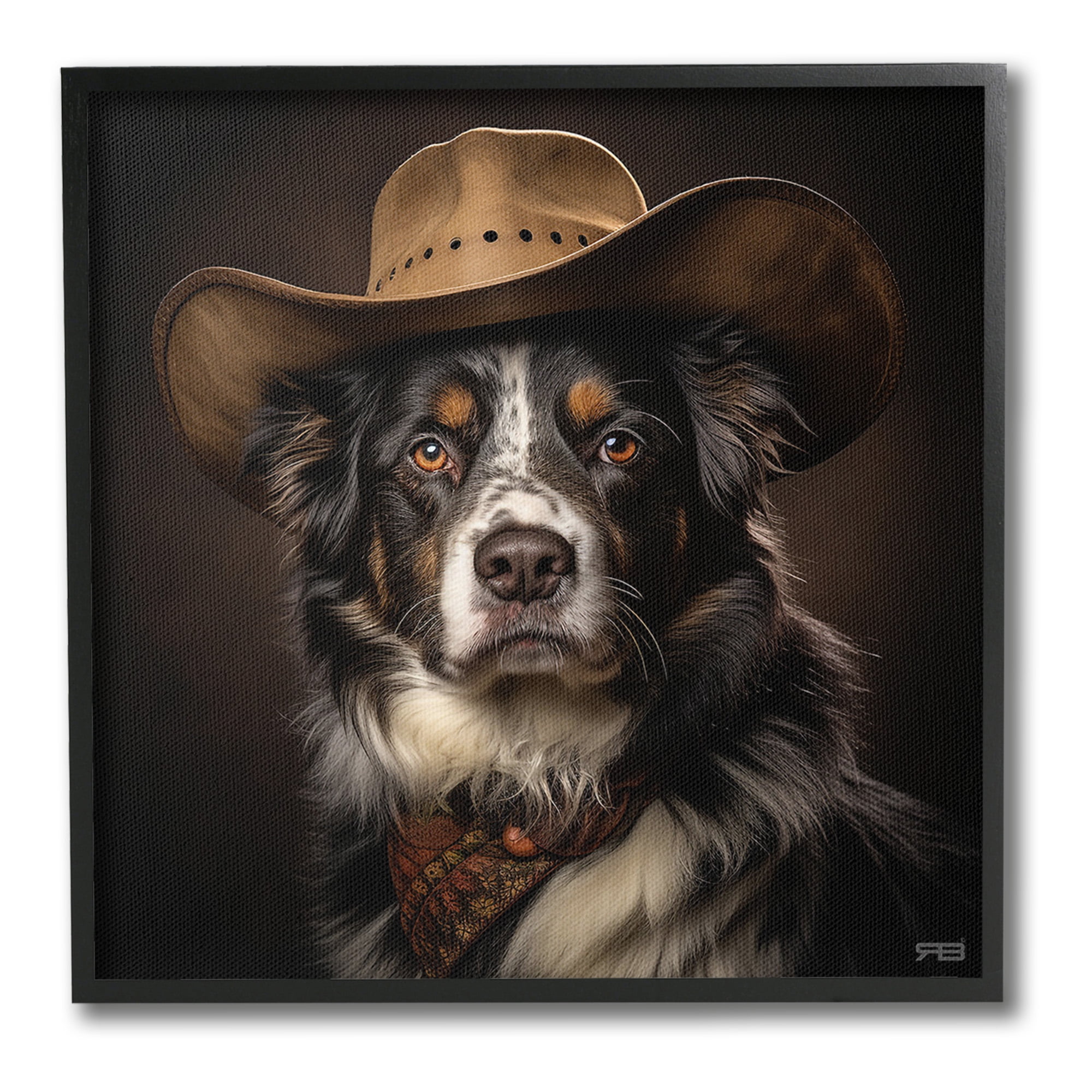 Stupell Industries Cowboy Sheriff Dog Animals & Insects Painting Black Framed Art Print Wall Art, 17 x 17