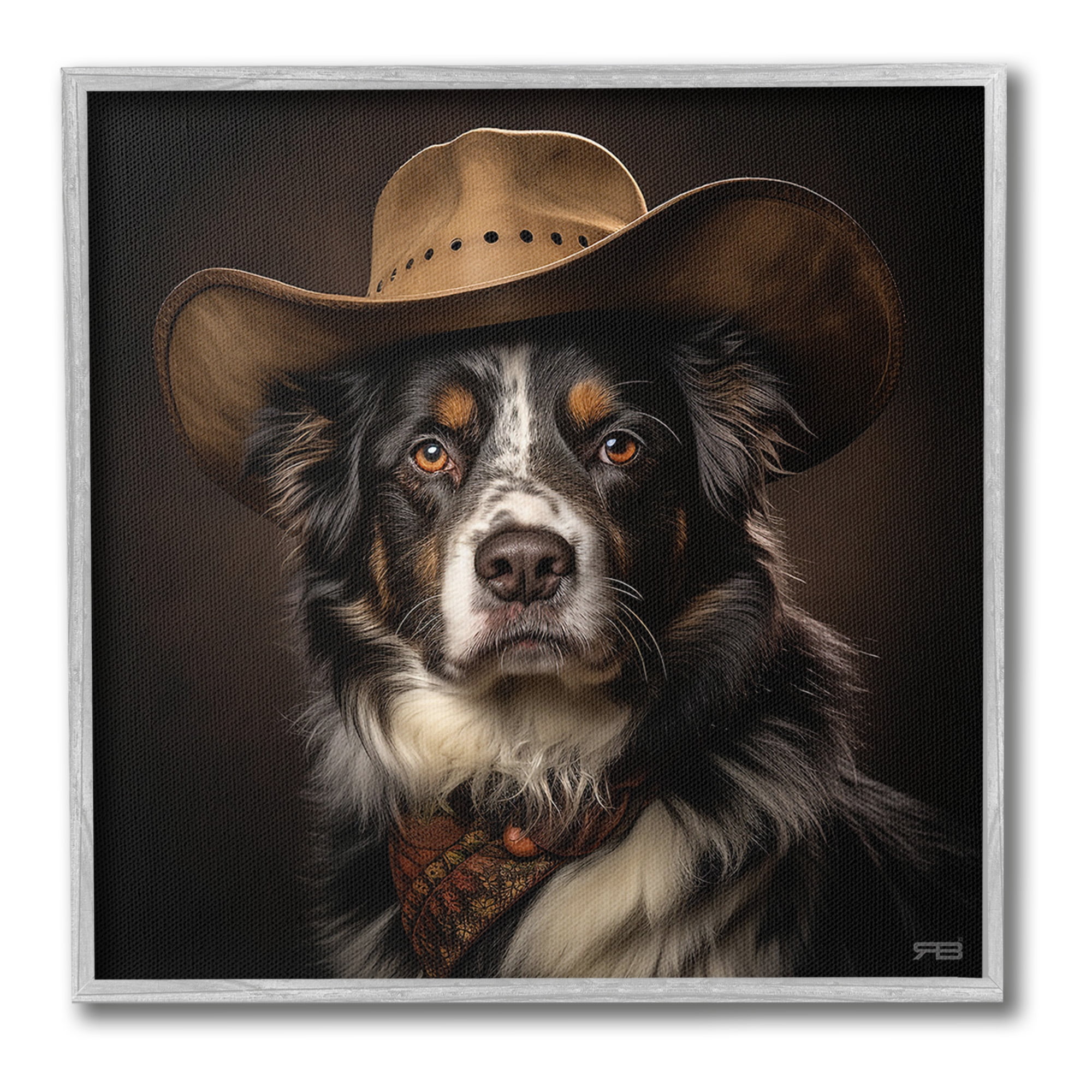 Stupell Industries Cowboy Sheriff Dog Animals & Insects Painting Gray Framed Art Print Wall Art, 17 x 17