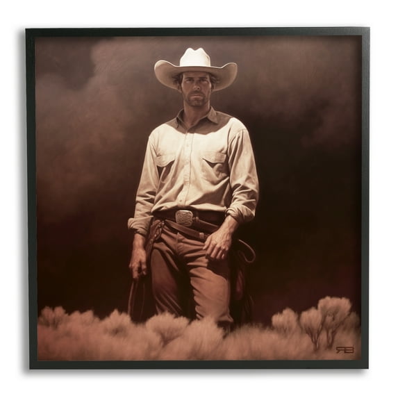 Stupell Industries Cowboy Standing in Nature Abstract Photography Black Framed Art Print Wall Art, 12 x 12