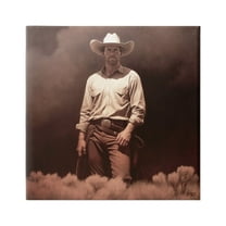 Stupell Industries Cowboy Standing in Nature Abstract Photography Gallery Wrapped Canvas Art Print Wall Art, 17 x 17