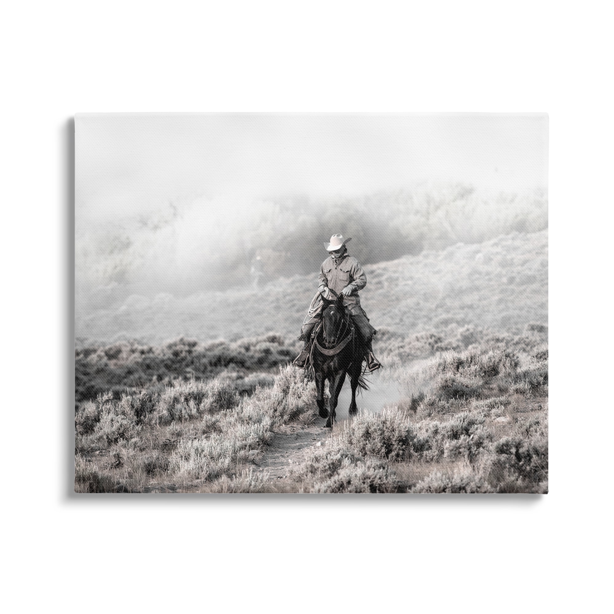 Stupell Industries Cowboy Trotting in Nature Landscape Photography Gallery Wrapped Canvas Art Print Wall Art, 40 x 30