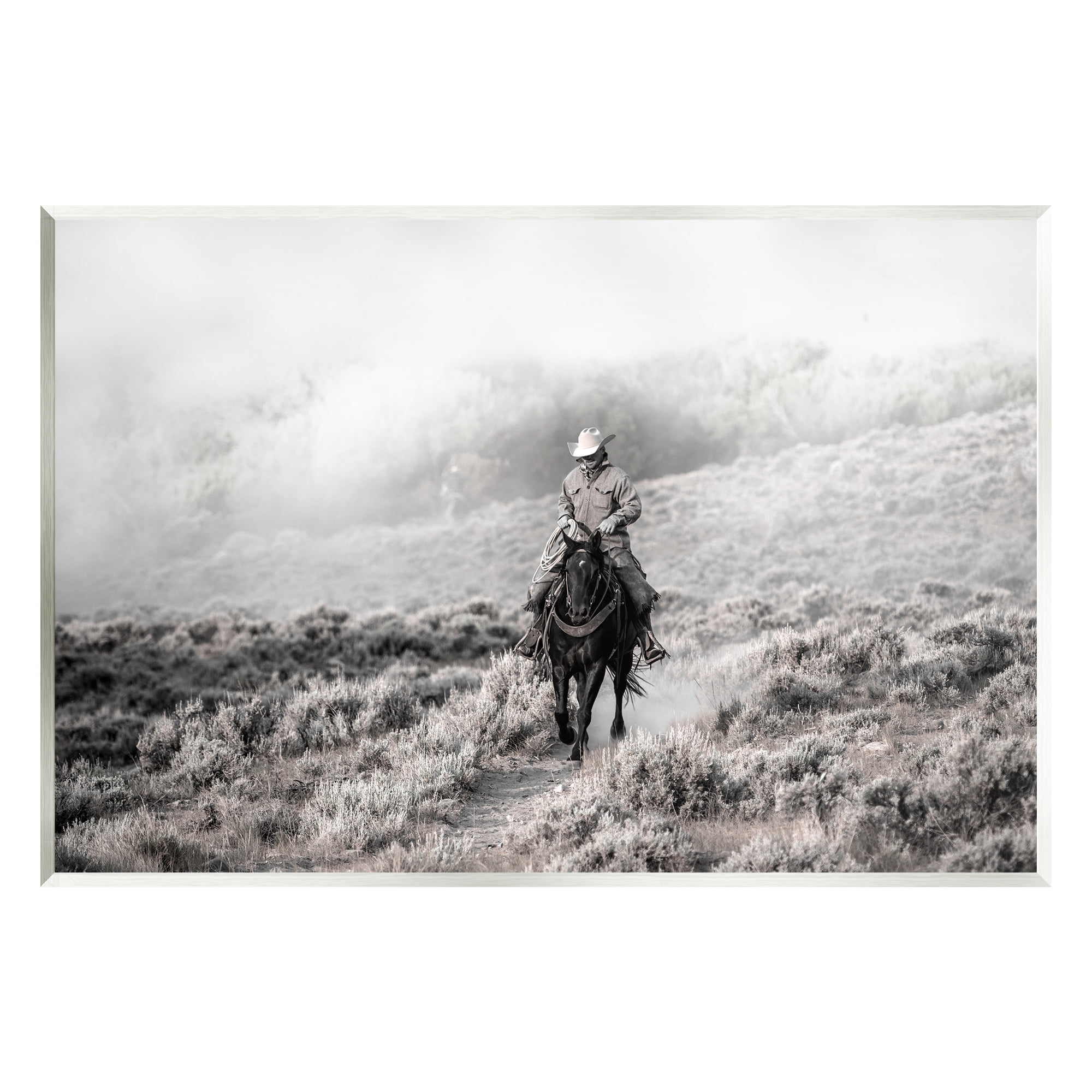 Stupell Industries Cowboy Trotting in Nature Landscape Photography Unframed Art Print Wall Art, 19 x 13