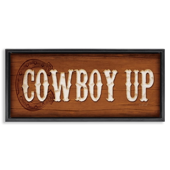 Stupell Industries Cowboy Up Ranch Life Black Framed Floater Canvas Wall Art design by Jennifer Pugh, 14 x 31