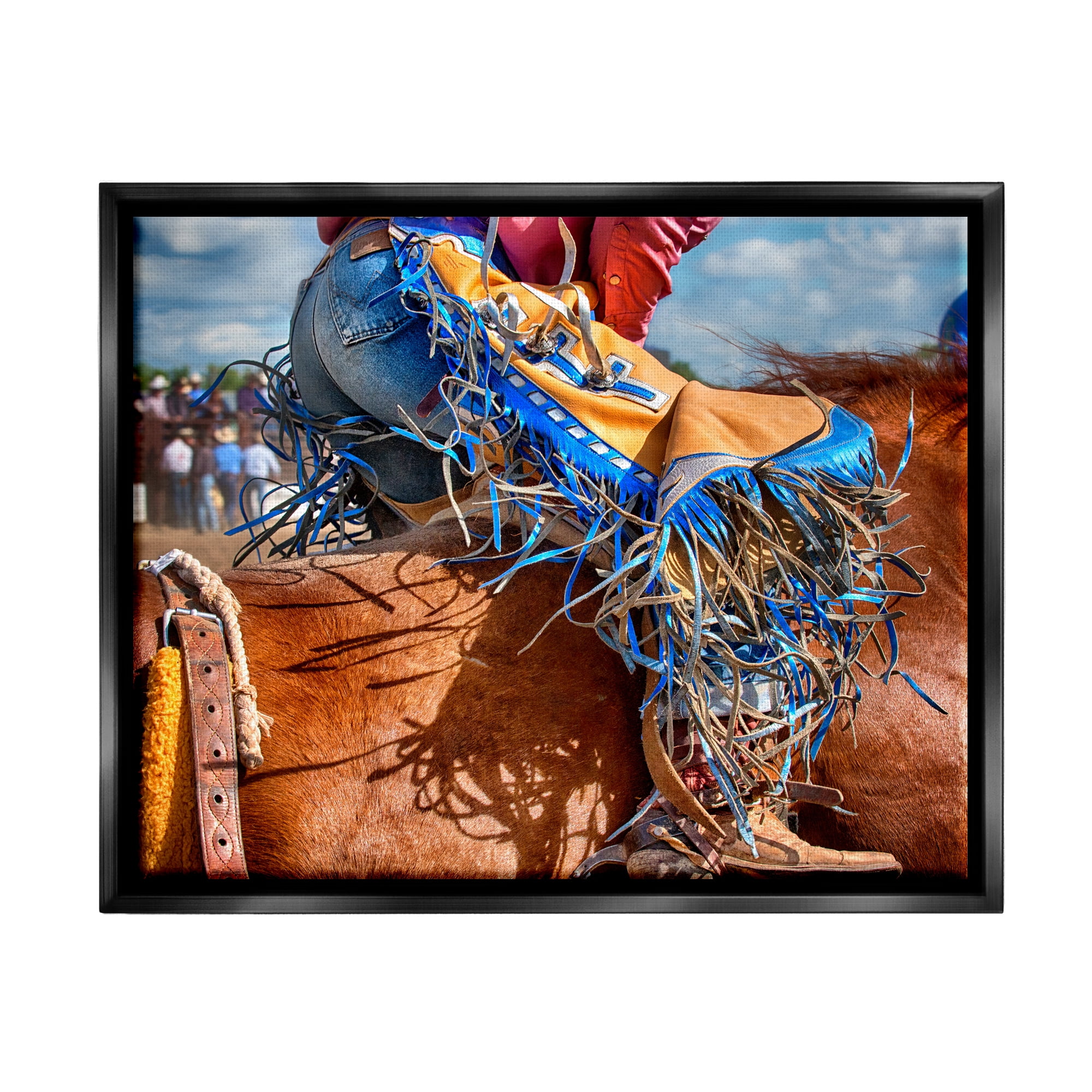 Stupell Industries Cowboy at Rodeo Photography Animals & Insects Photography Black Floater Framed Art Print Wall Art, 21 x 17