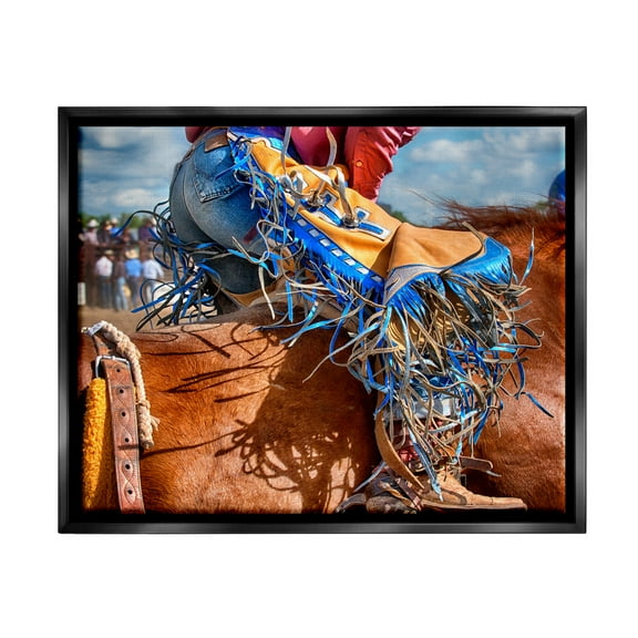 Stupell Industries Cowboy at Rodeo Photography Animals & Insects Photography Black Floater Framed Art Print Wall Art, 21 x 17
