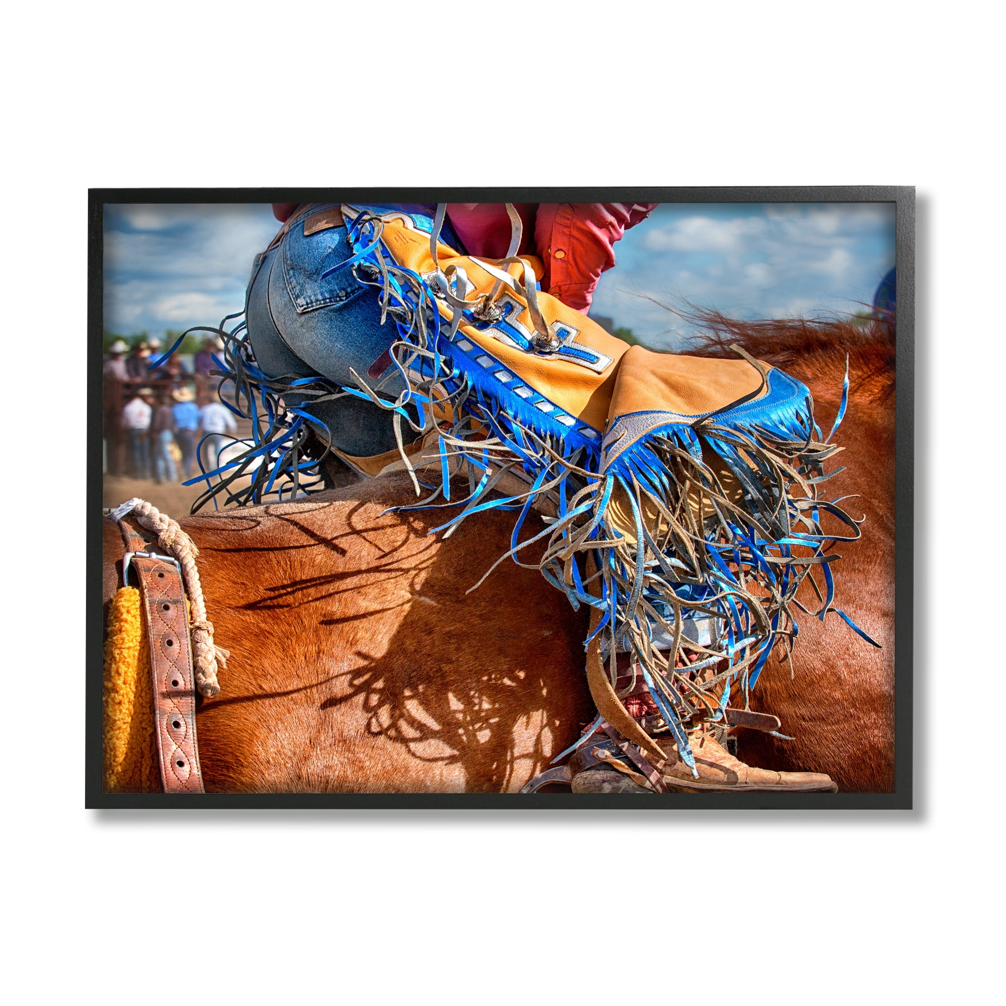 Stupell Industries Cowboy at Rodeo Photography Animals & Insects Photography Black Framed Art Print Wall Art, 20 x 16