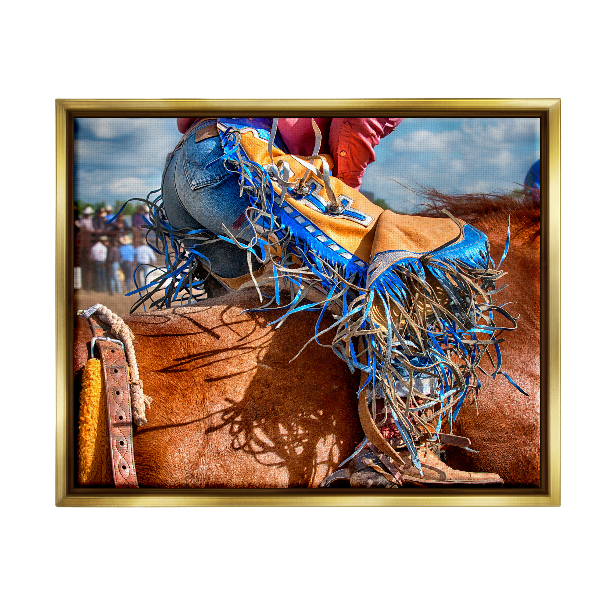 Stupell Industries Cowboy at Rodeo Photography Animals & Insects Photography Gold Floater Framed Art Print Wall Art, 21 x 17