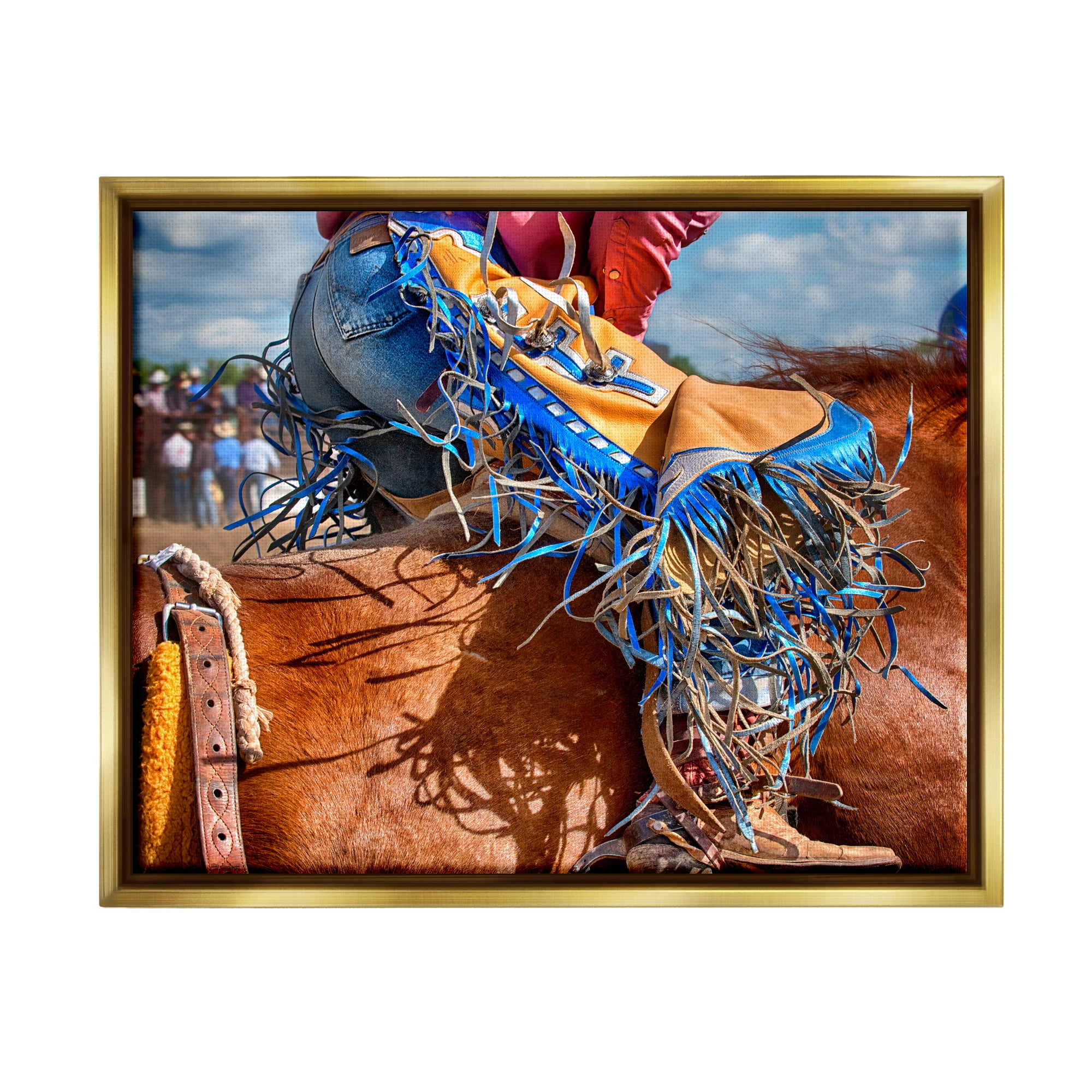 Stupell Industries Cowboy at Rodeo Photography Animals & Insects Photography Gold Floater Framed Art Print Wall Art, 31 x 25