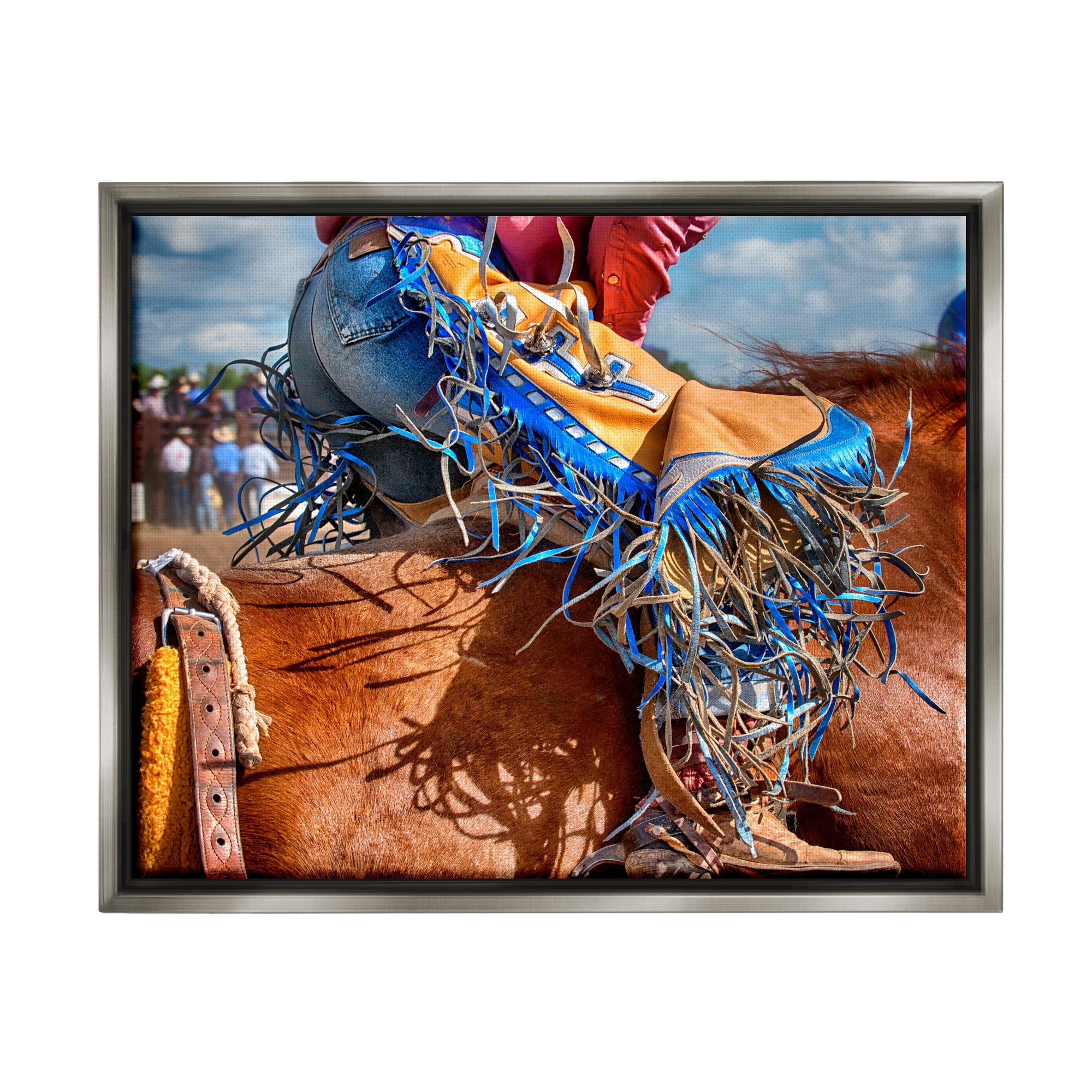 Stupell Industries Cowboy at Rodeo Photography Animals & Insects Photography Gray Floater Framed Art Print Wall Art, 31 x 25