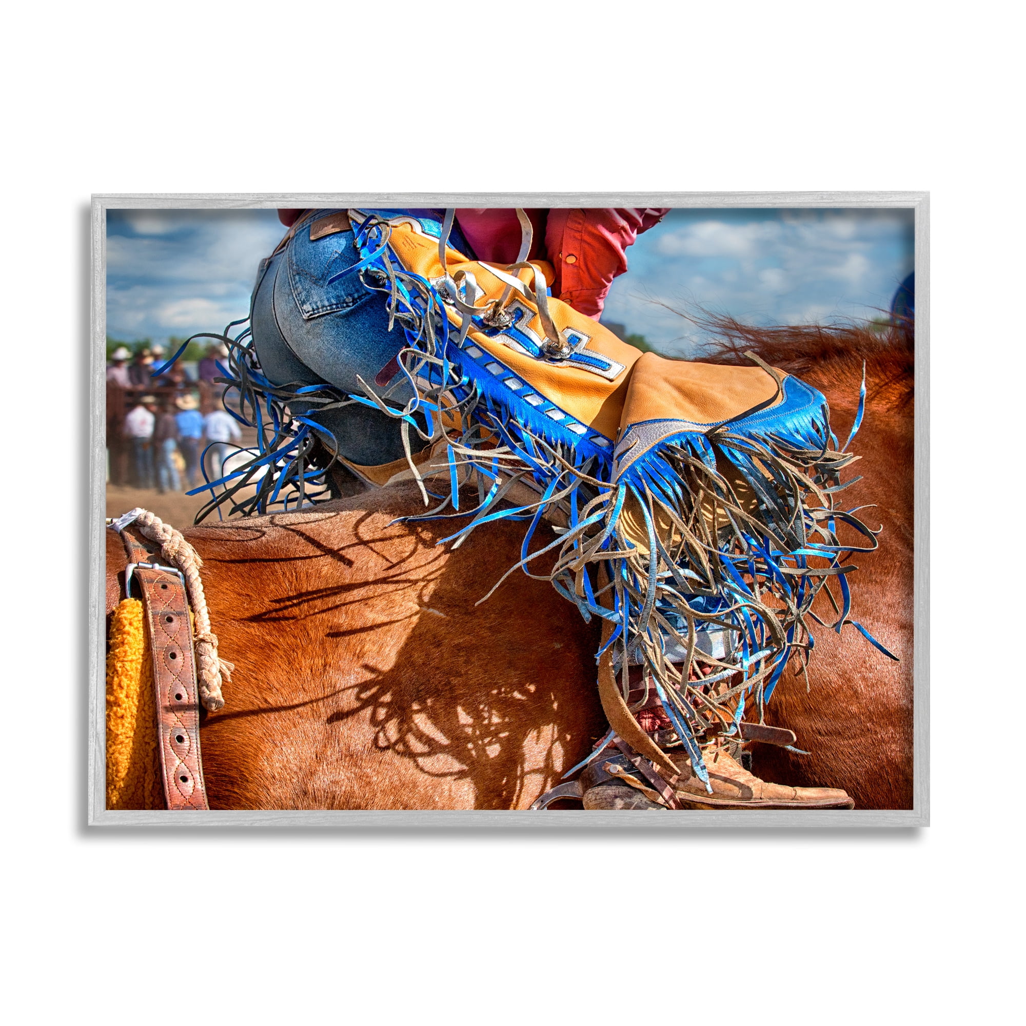 Stupell Industries Cowboy at Rodeo Photography Animals & Insects Photography Gray Framed Art Print Wall Art, 20 x 16