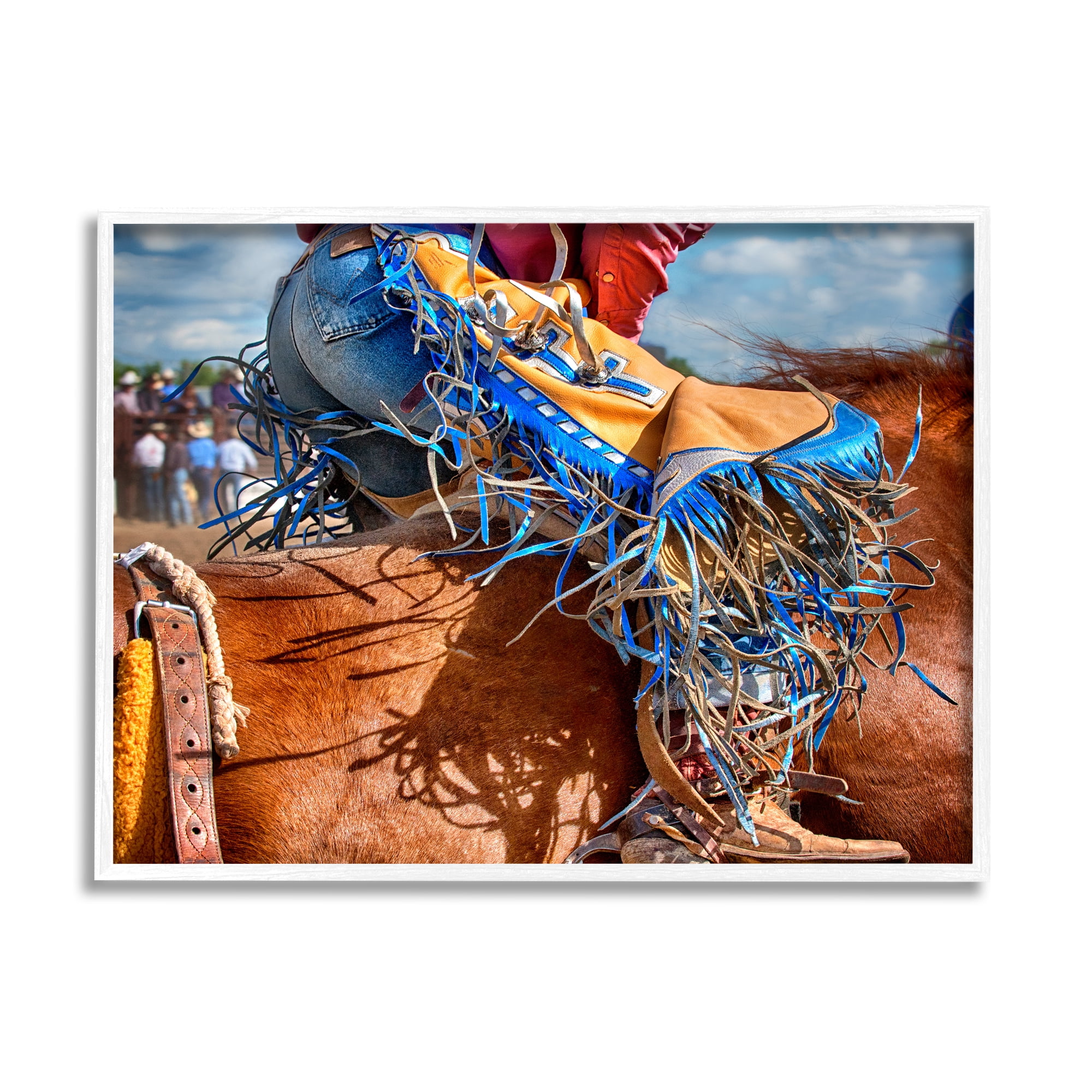 Stupell Industries Cowboy at Rodeo Photography Animals & Insects Photography White Framed Art Print Wall Art, 14 x 11