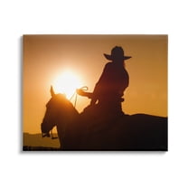 Stupell Industries Cowboy at Sunset Silhouette Animals & Insects Photography Gallery Wrapped Canvas Print Wall Art, 20 x 16