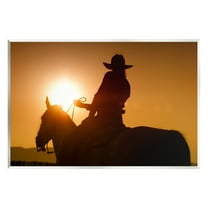Stupell Industries Cowboy at Sunset Silhouette Animals & Insects Photography Unframed Art Print Wall Art, 15 x 10