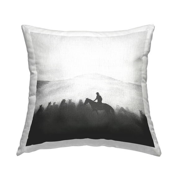 Stupell Industries Cowboy in Foggy Scene Decorative Printed Throw Pillow, 18 x 18