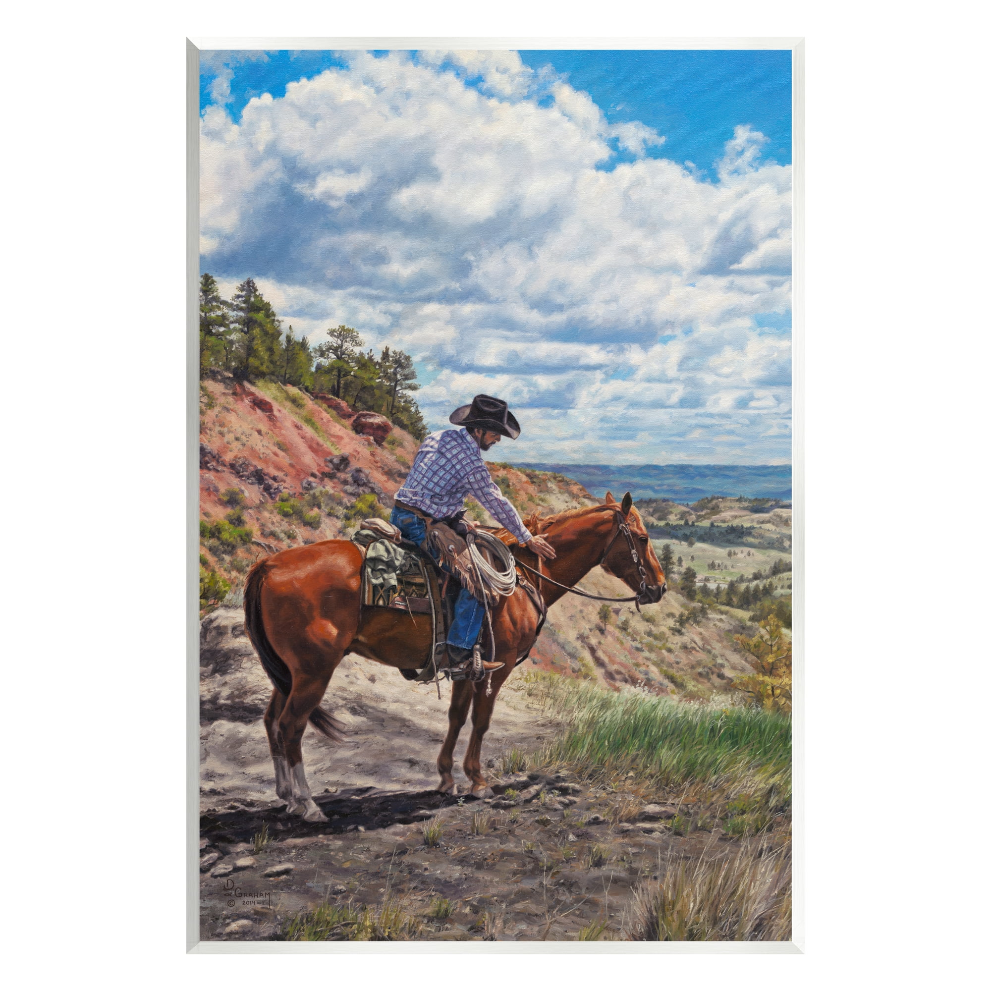 Stupell Industries Cowboy in Ocean Landscape Animals & Insects Painting Unframed Art Print Wall Art, 10 x 15