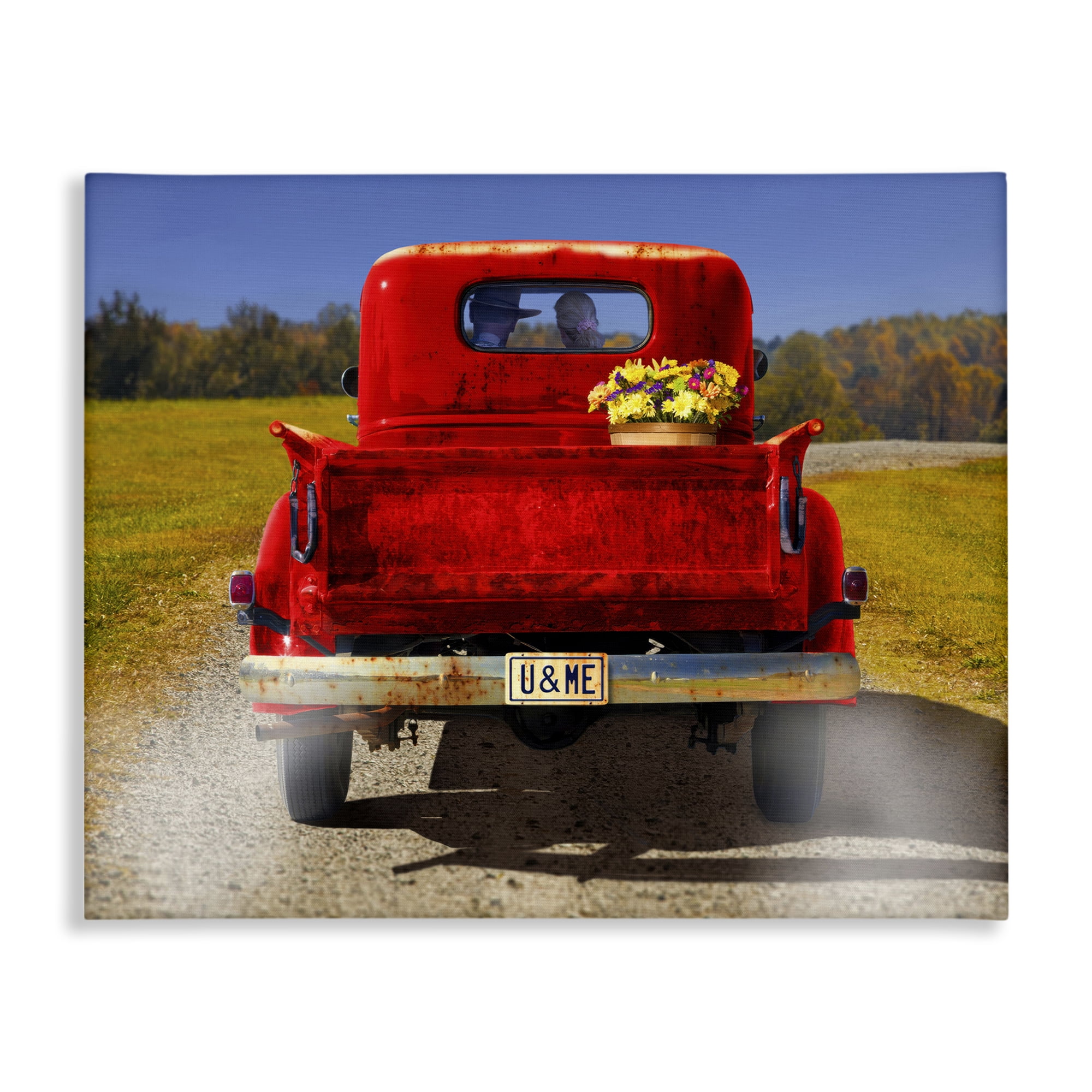 Stupell Industries Cowboy in Red Truck Transportation Painting Wrapped Canvas Art Print Wall Art, 30 x 24