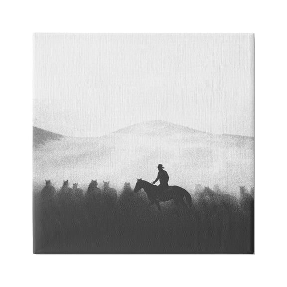 Stupell Industries Cowboy on Horseback Silhouette Animals & Insects Painting Gallery Wrapped Canvas Art Print Wall Art, 24 x 24