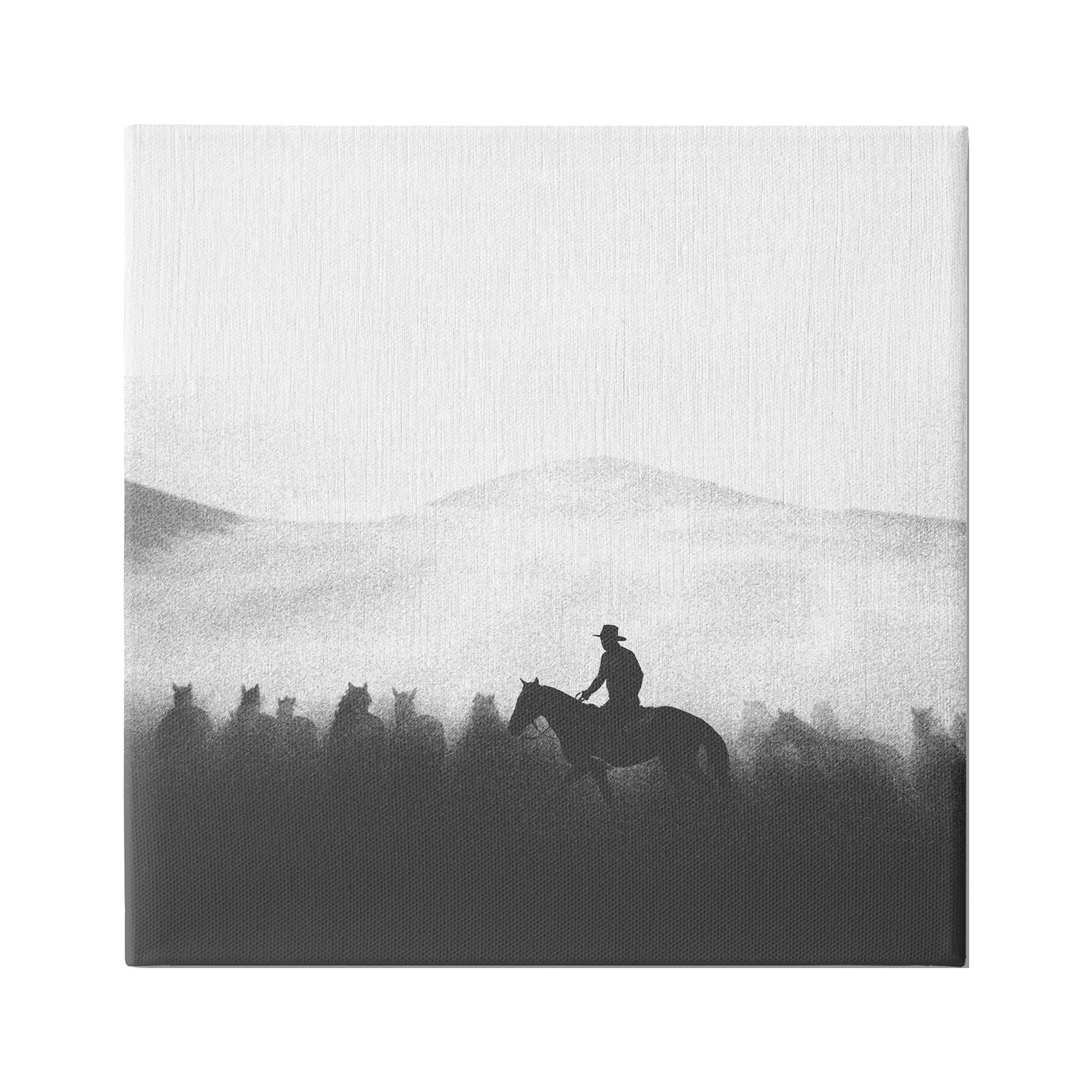 Stupell Industries Cowboy on Horseback Silhouette Animals & Insects Painting Gallery Wrapped Canvas Art Print Wall Art, 36 x 36