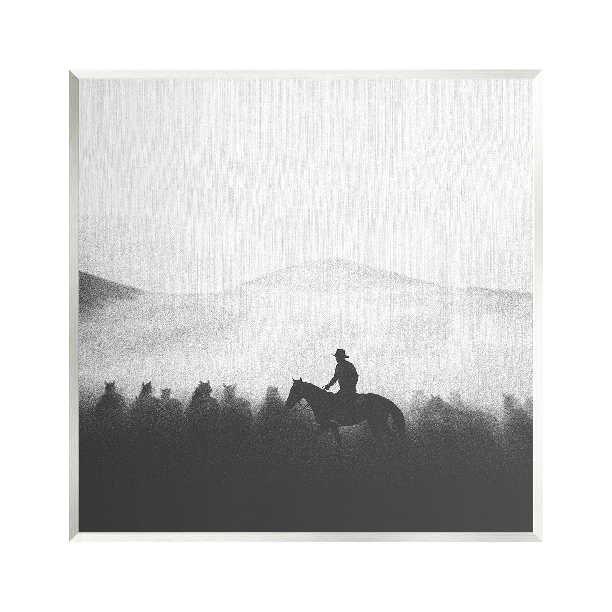 Stupell Industries Cowboy on Horseback Silhouette Animals & Insects Painting Unframed Art Print Wall Art, 12 x 12