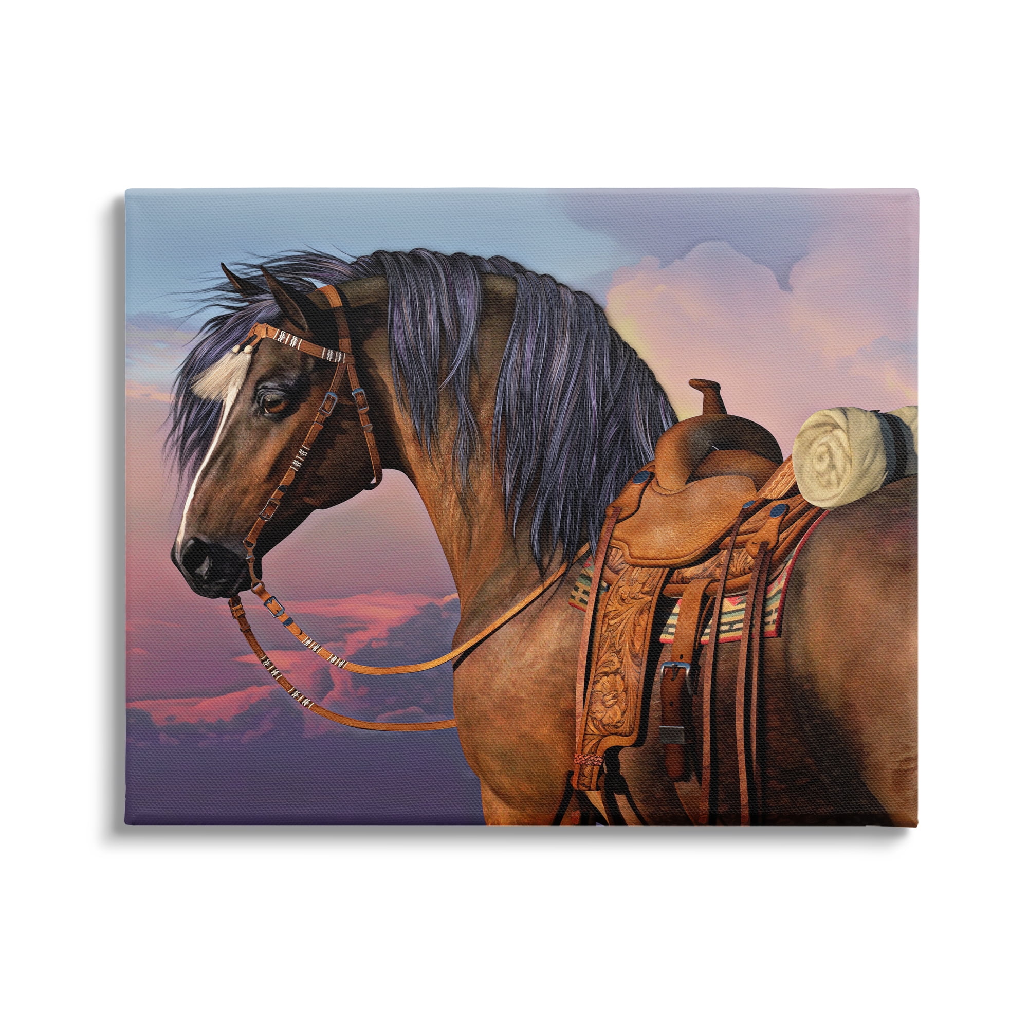 Stupell Industries Cowboy's Pride Horse & Saddle Animals & Insects Painting Gallery Wrapped Canvas Art Print Wall Art, 40 x 30