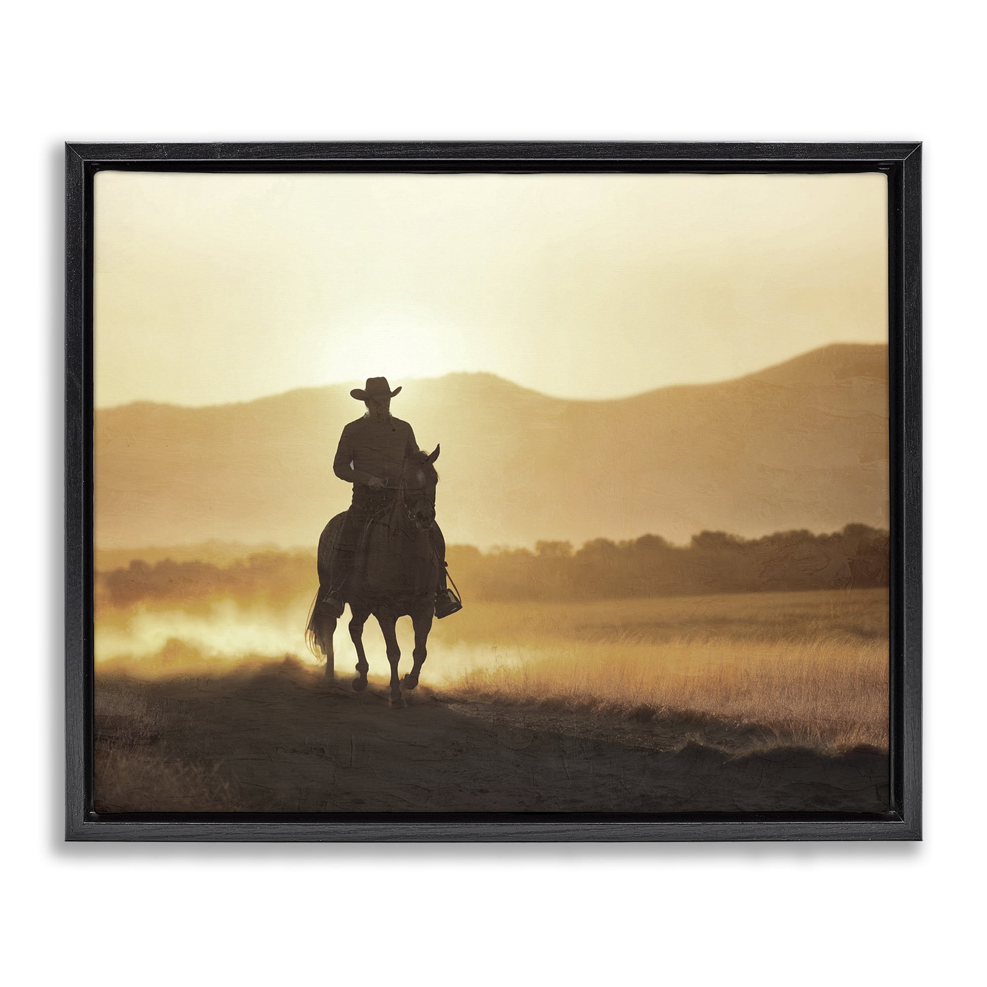 Stupell Industries Cowboy's Ride Home Black Framed Floater Canvas Wall Art, design by Kim Allen
