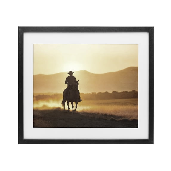 Stupell Industries Contemporary Cowboy's Ride Home Black Framed Print Under Glass, 16 x 13, by Kim Allen