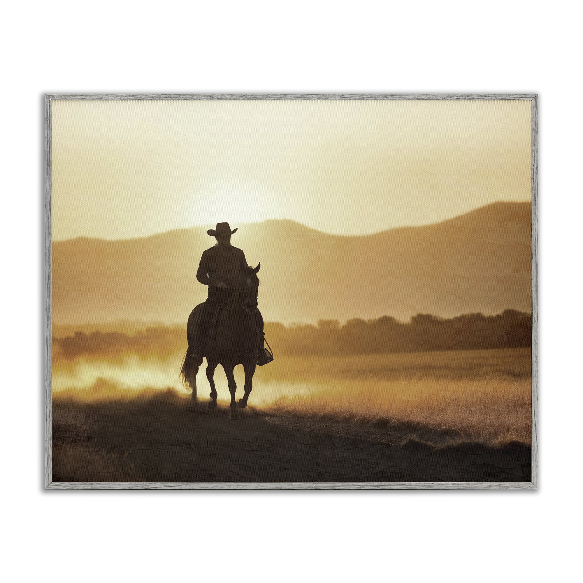 Stupell Industries Cowboy's Ride Home Gray Framed Giclee Art, design by Kim Allen