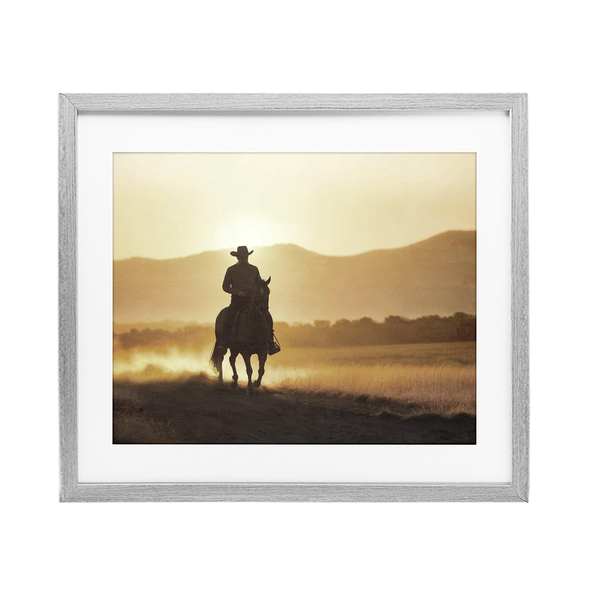Stupell Industries Cowboy's Ride Home Gray Framed Print Under Glass, design by Kim Allen