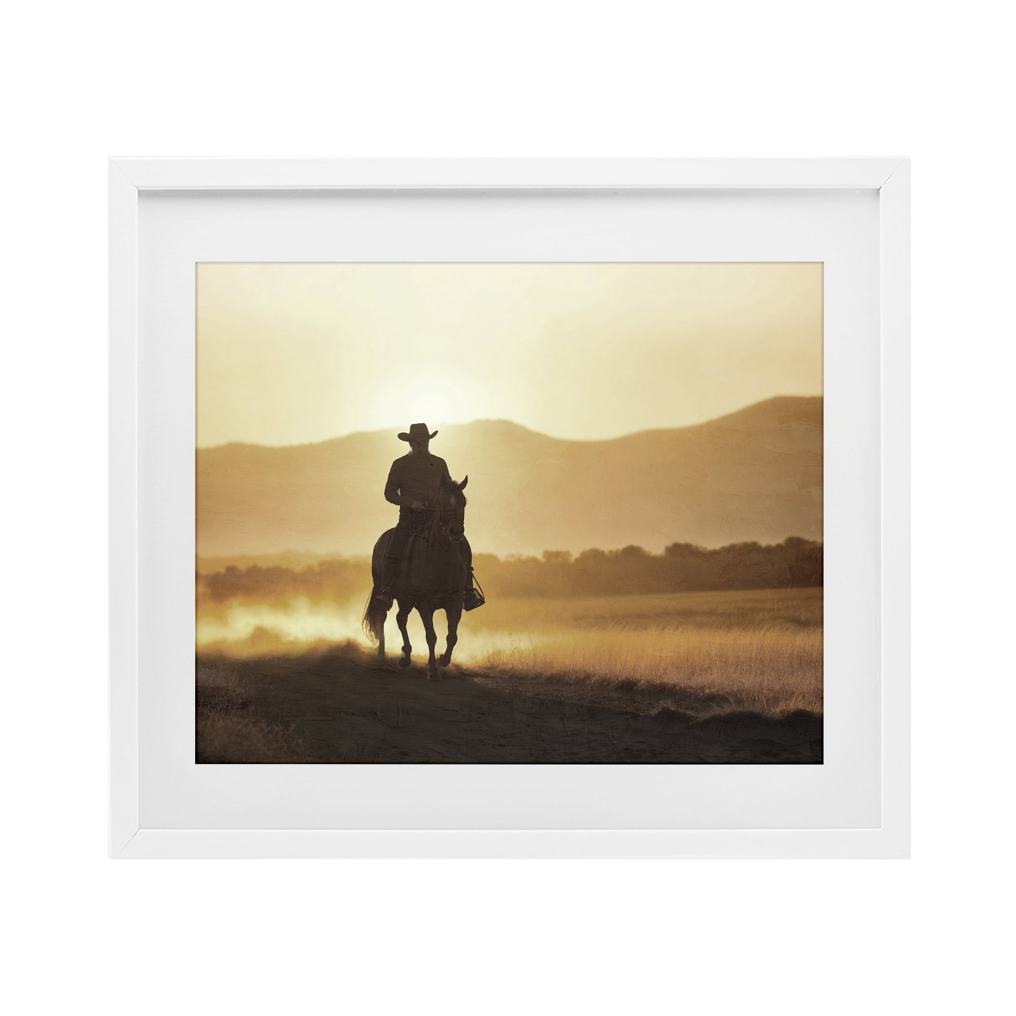 Stupell Industries Cowboy's Ride Home White Framed Print Under Glass, design by Kim Allen