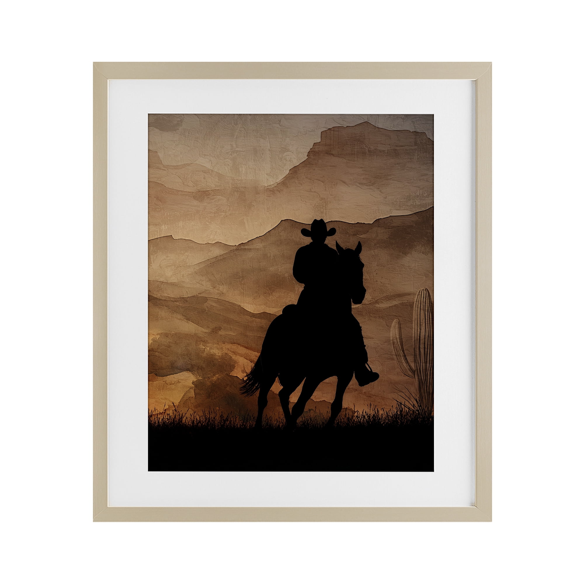 Stupell Industries Cowboy's Sunset Ride Birch Framed Print Under Glass, design by Kim Allen