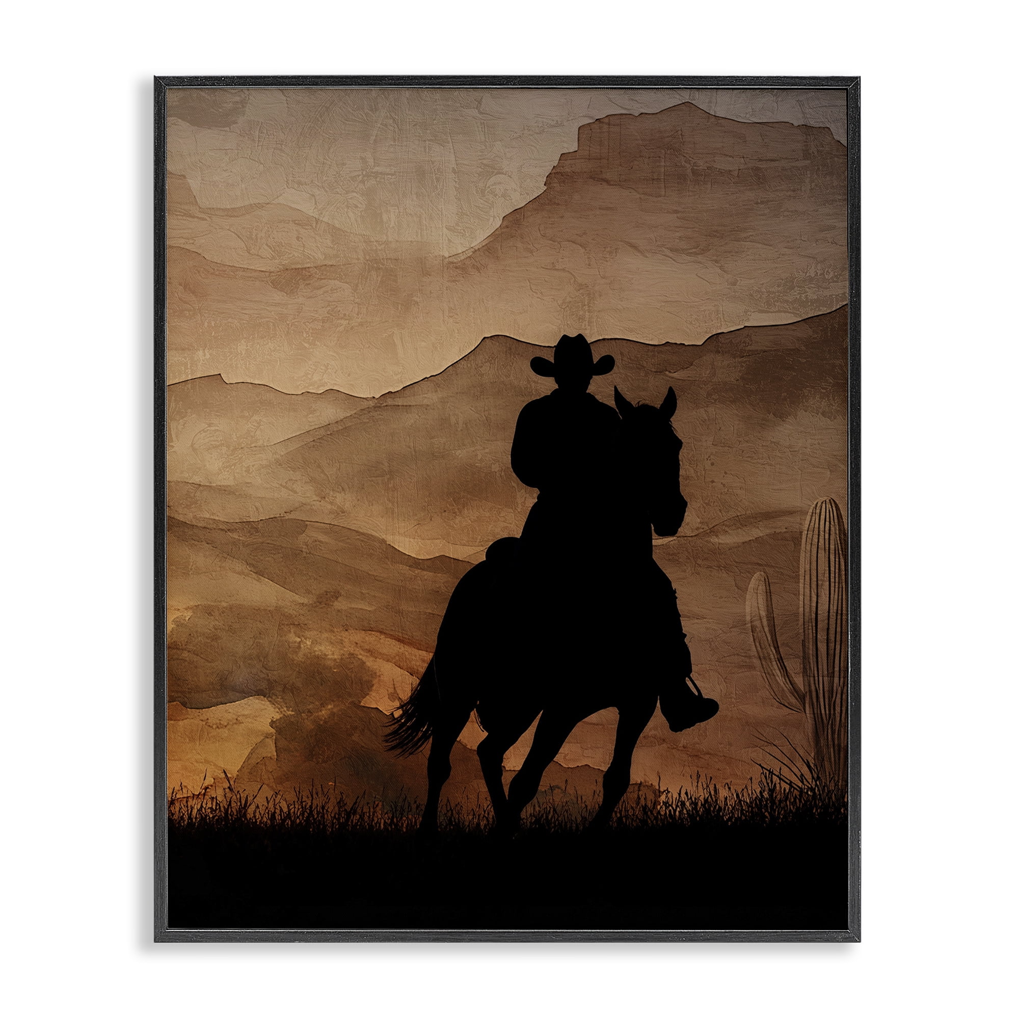 Stupell Industries Cowboy's Sunset Ride Black Framed Giclee Art, design by Kim Allen