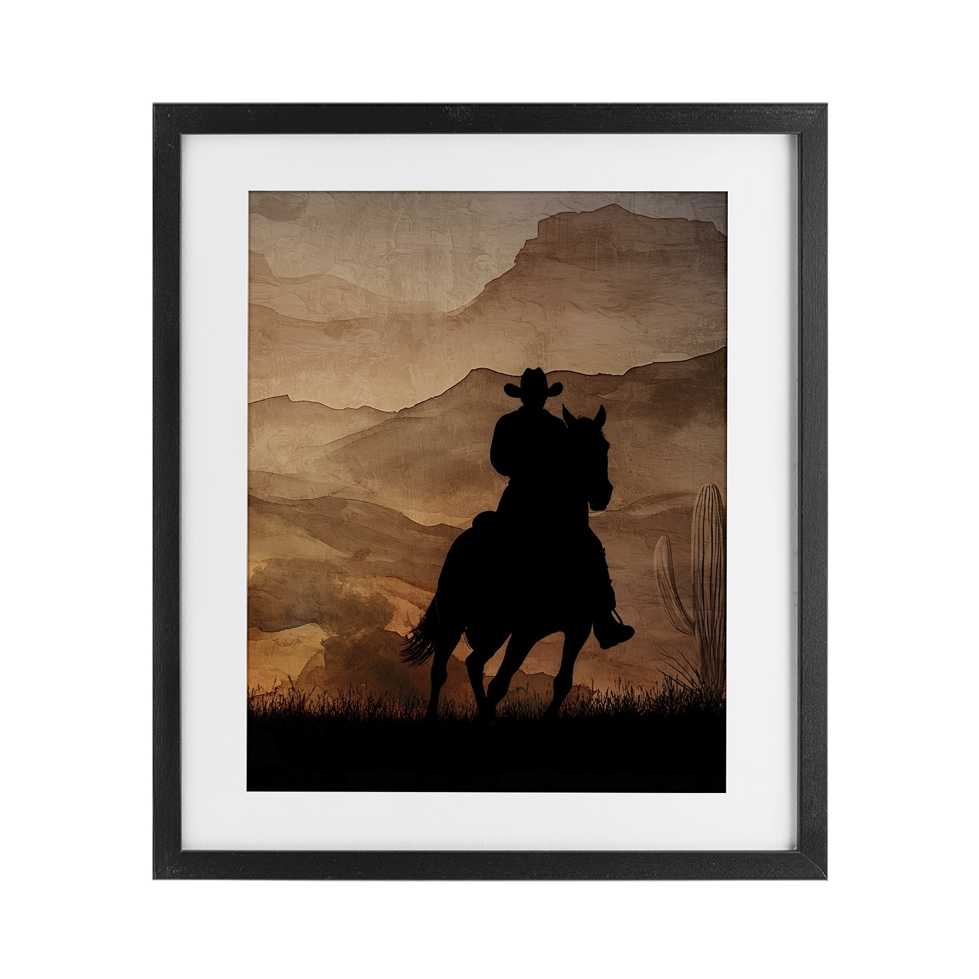 Stupell Industries Cowboy's Sunset Ride Black Framed Print Under Glass, design by Kim Allen