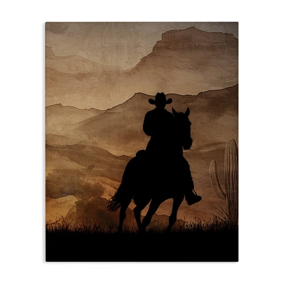 Stupell Industries Cowboy's Sunset Ride Canvas Wall Art, design by Kim Allen