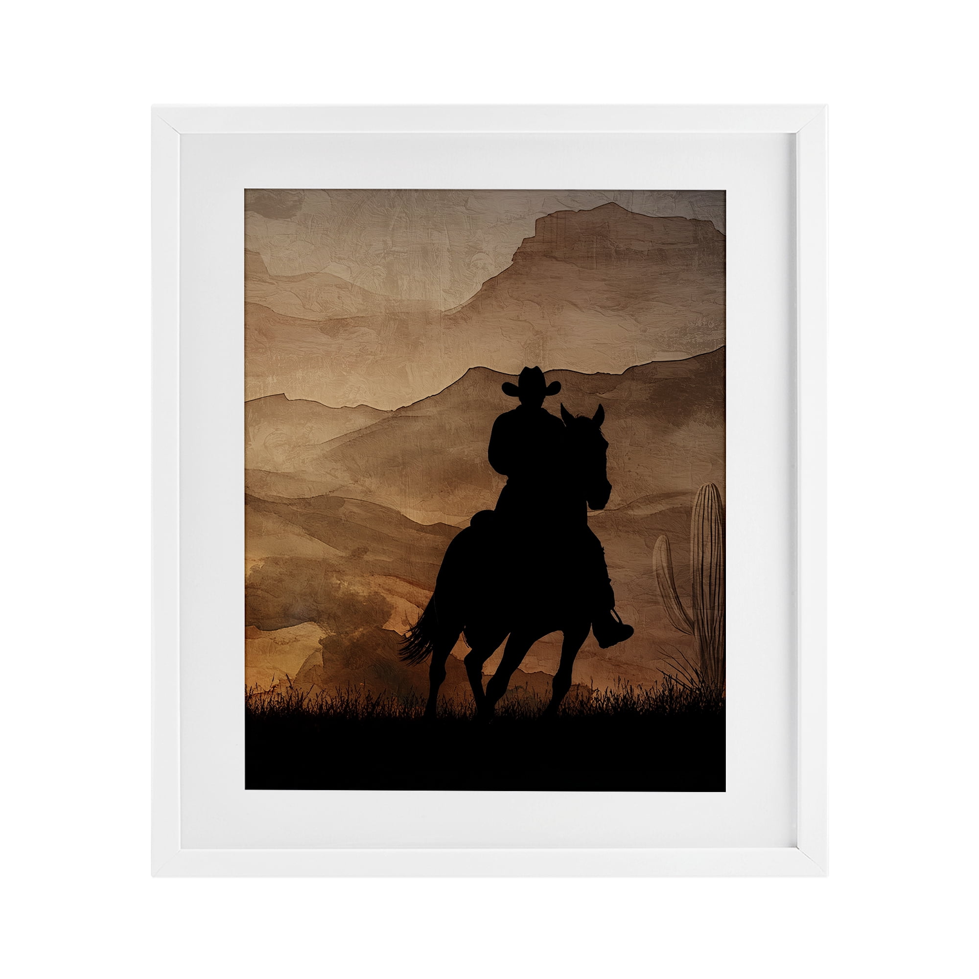 Stupell Industries Cowboy's Sunset Ride White Framed Print Under Glass, design by Kim Allen