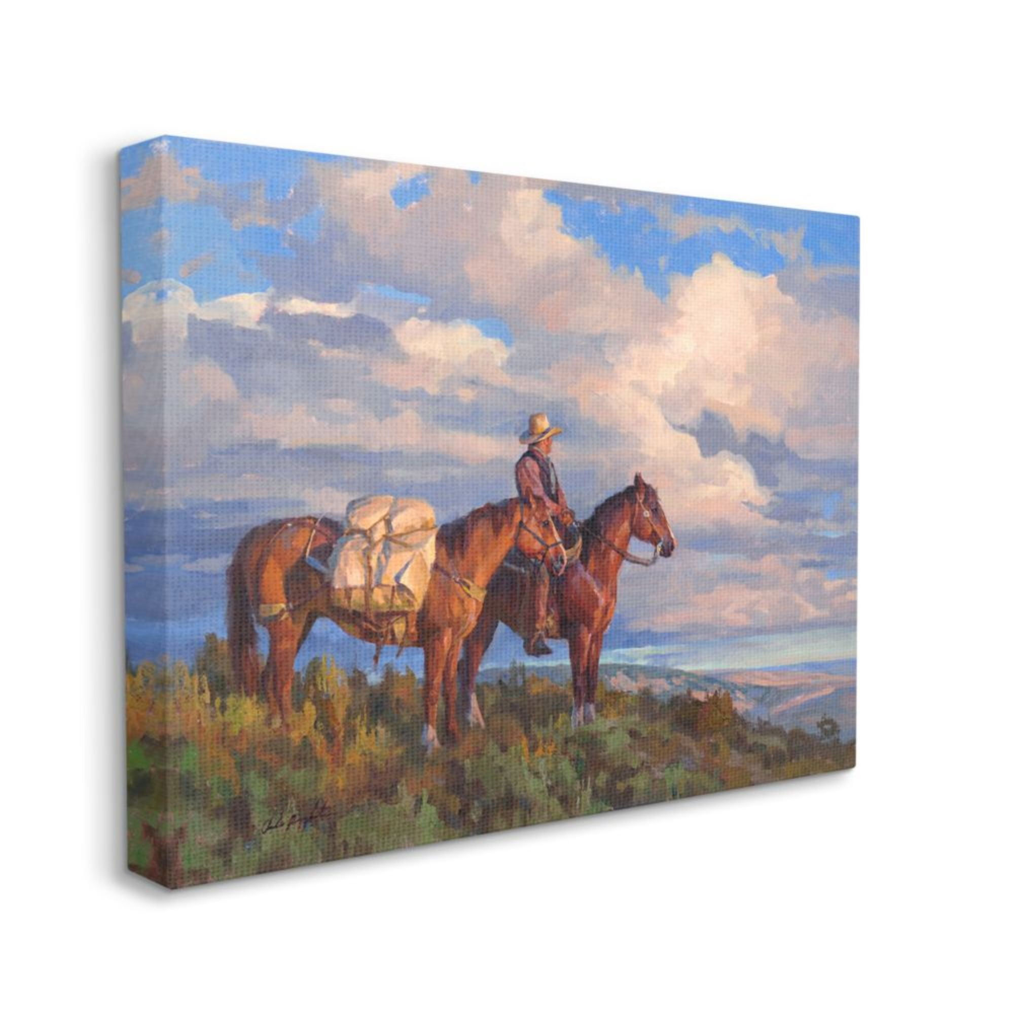 Stupell Industries Cowboy with Horses Countryside Hill Top Design by Chad Poppleton, 16" x 20"