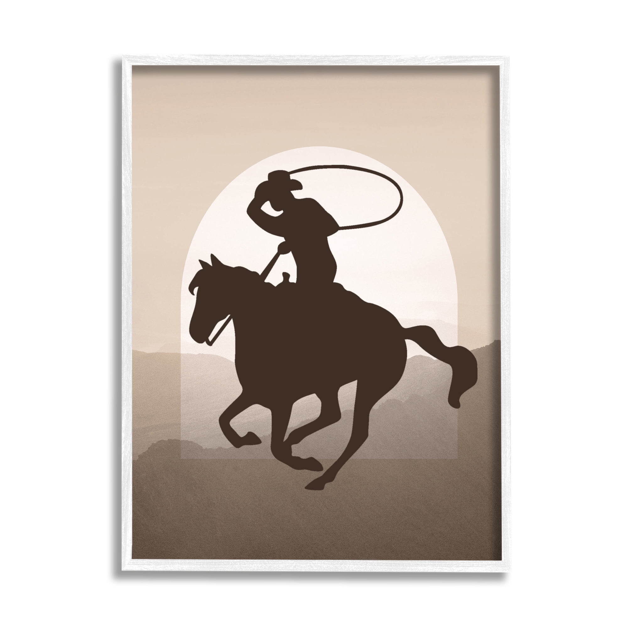 Stupell Industries Cowboy with Lasso Animals & Insects Painting White Framed Art Print Wall Art, 16 x 20