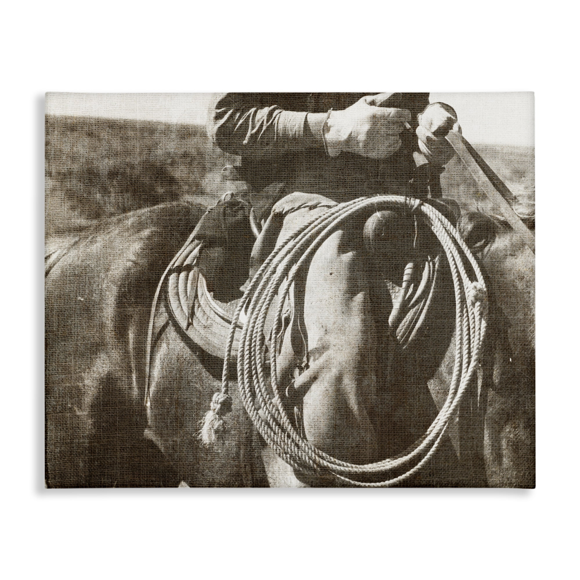 Stupell Industries Cowboy with Lasso Novelty Photography Gallery Wrapped Canvas Art Print Wall Art, 30 x 24