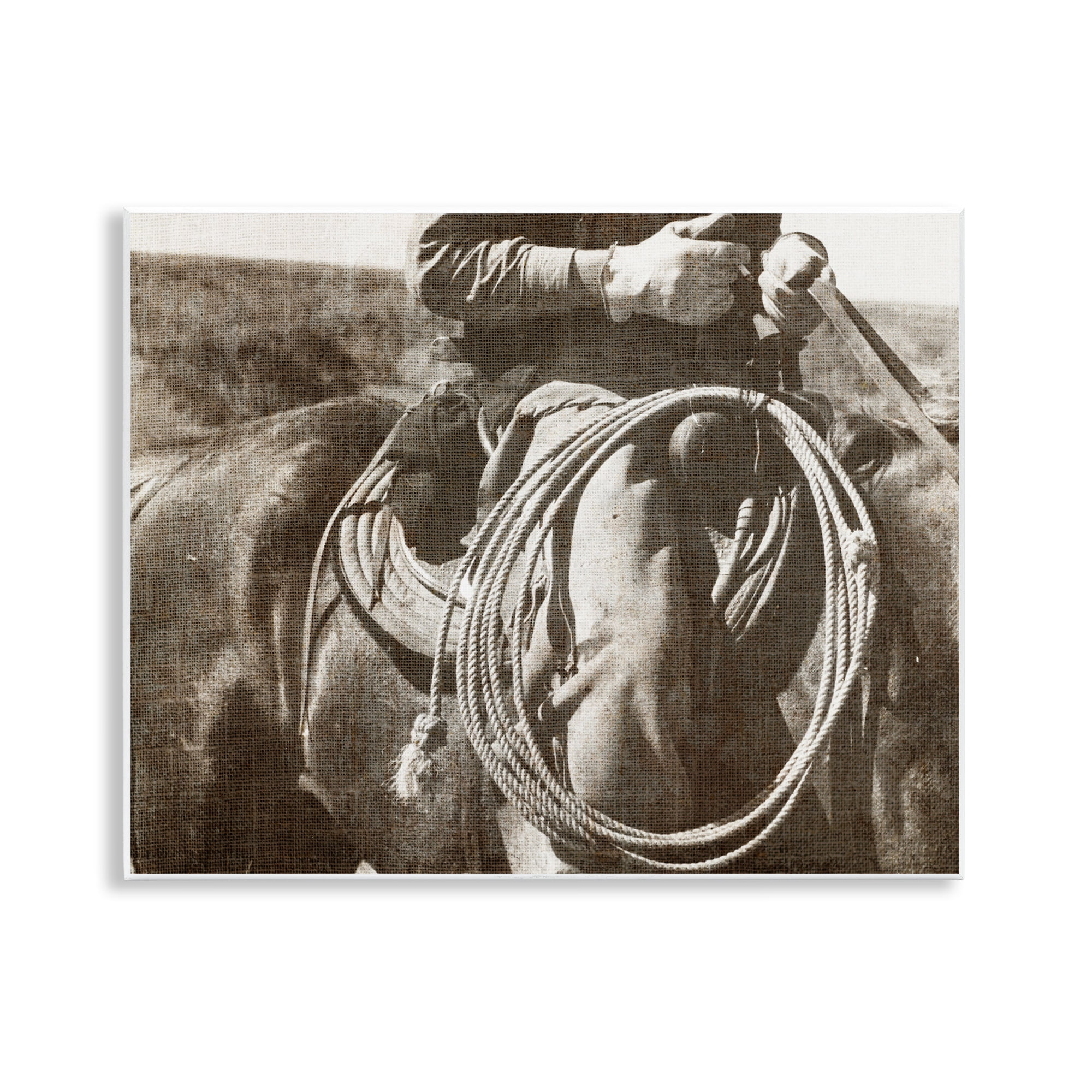 Stupell Industries Cowboy with Lasso Novelty Photography Unframed Art Print Wall Art, 14 x 11