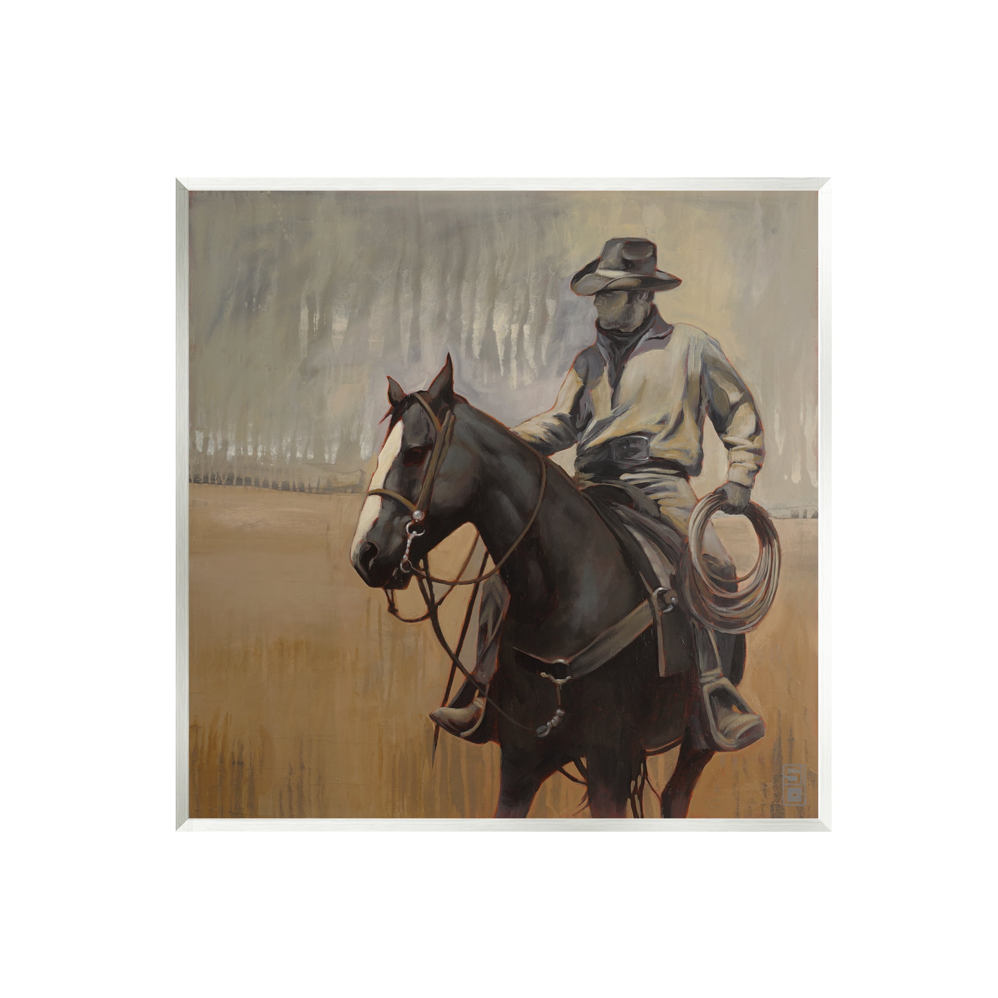 Stupell Industries Cowboy with Modern Splash Animals & Insects Painting Unframed Art Print Wall Art, 12 x 12