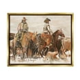 thumbnail image 1 of Stupell Industries Cowboys And Horses Farm Western Painting Metallic Gold Framed Floating Canvas Wall Art, 16x20, by Marilyn Hageman, 1 of 8