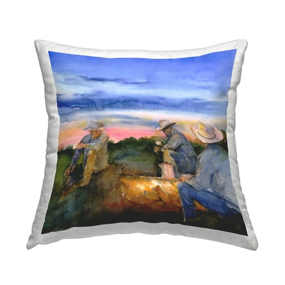 Stupell Industries Cowboys Around Campfire Decorative Printed Throw Pillow, 18 x 18