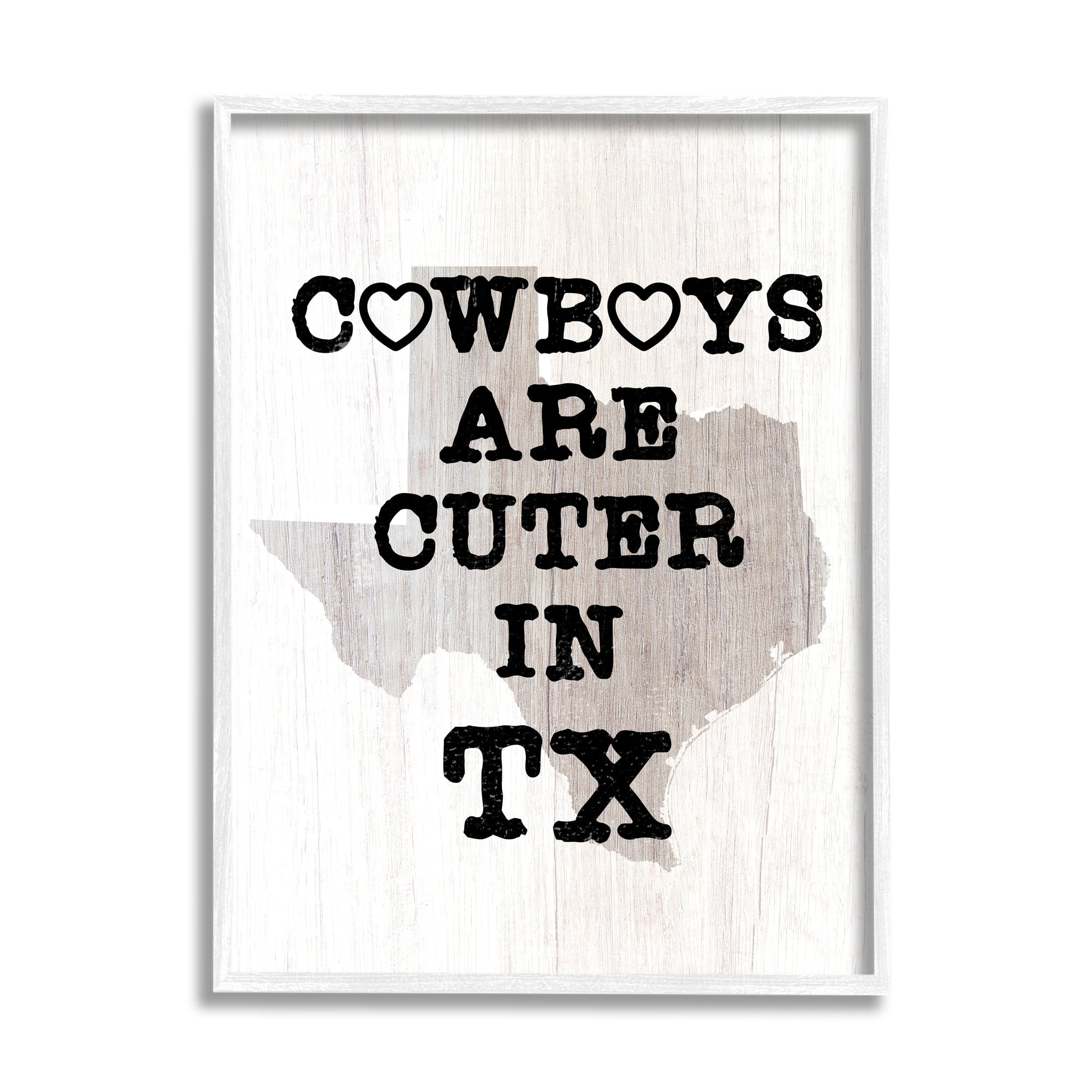 Stupell Industries Cowboys Cuter In Texas Text Rustic Grain Pattern , 11 x 14, Design by Lil' Rue