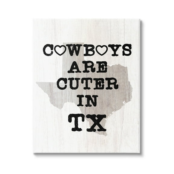 Stupell Industries Cowboys Cuter In Texas Text Rustic Grain Pattern , 16 x 20, Design by Lil' Rue