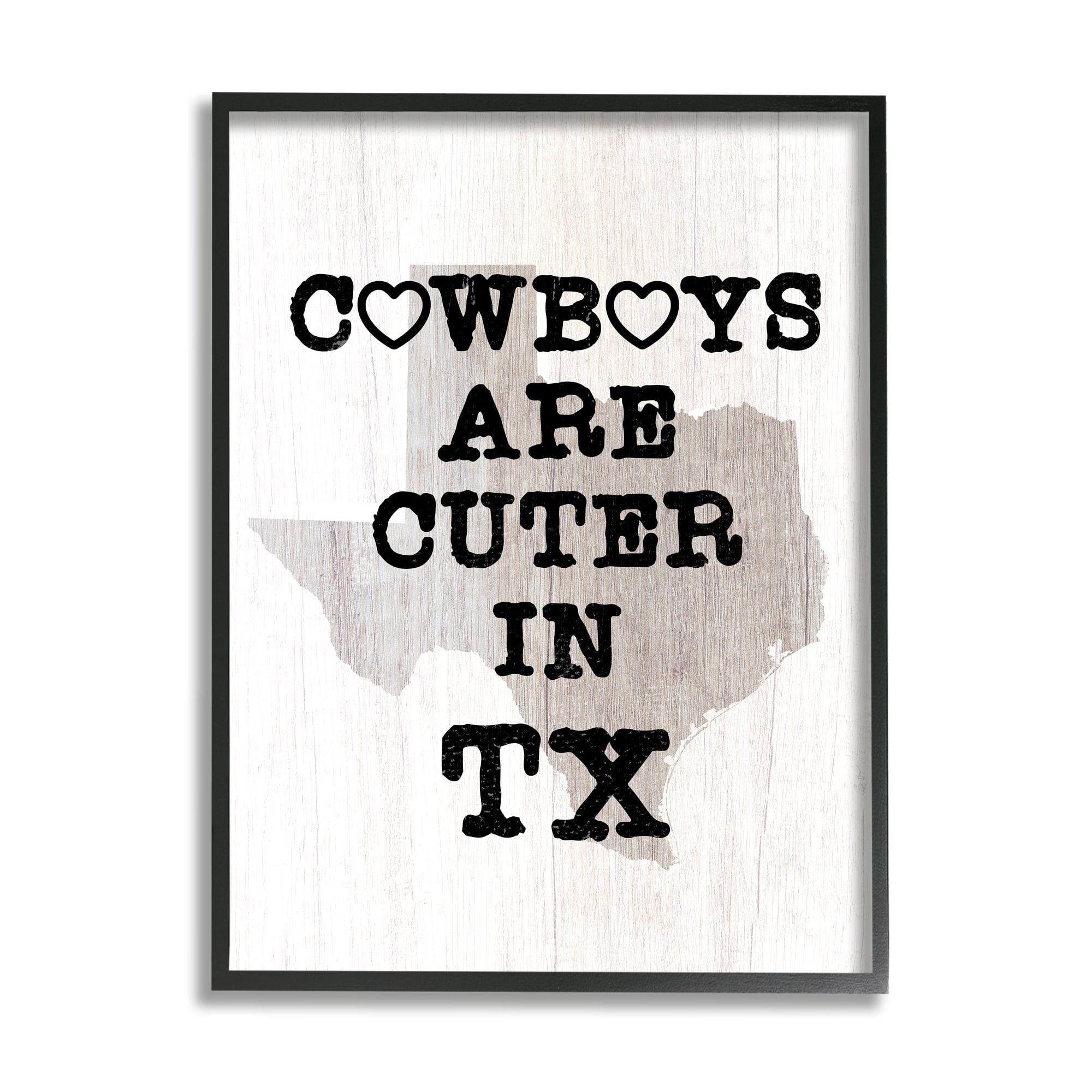 Stupell Industries Cowboys Cuter In Texas Text Rustic Grain Pattern , 16 x 20, Design by Lil' Rue
