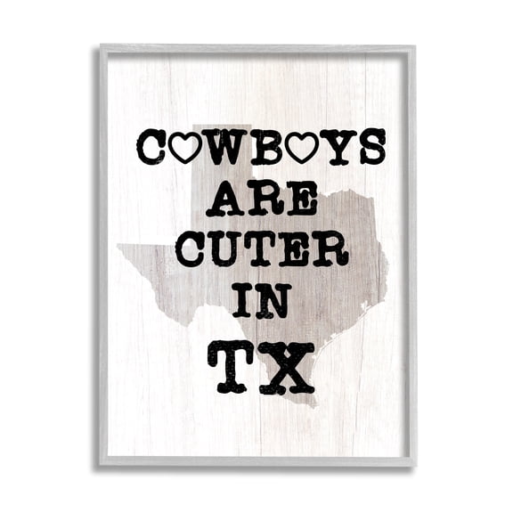 Stupell Industries Cowboys Cuter In Texas Text Rustic Grain Pattern , 24 x 30, Design by Lil' Rue