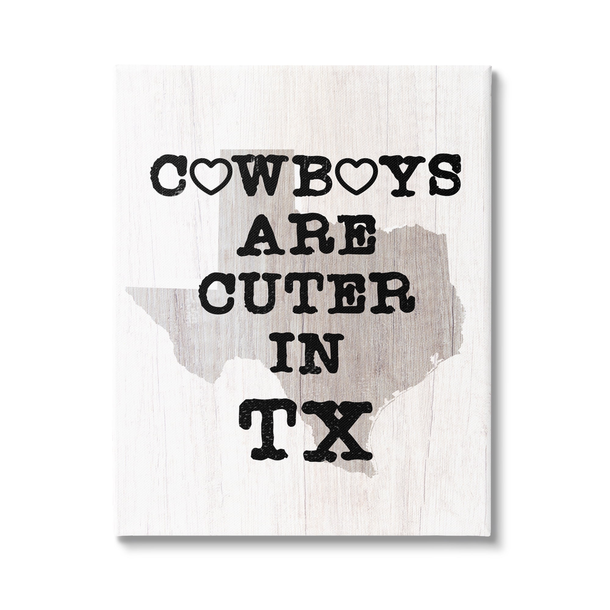 Stupell Industries Cowboys Cuter In Texas Text Rustic Grain Pattern , 36 x 48, Design by Lil' Rue