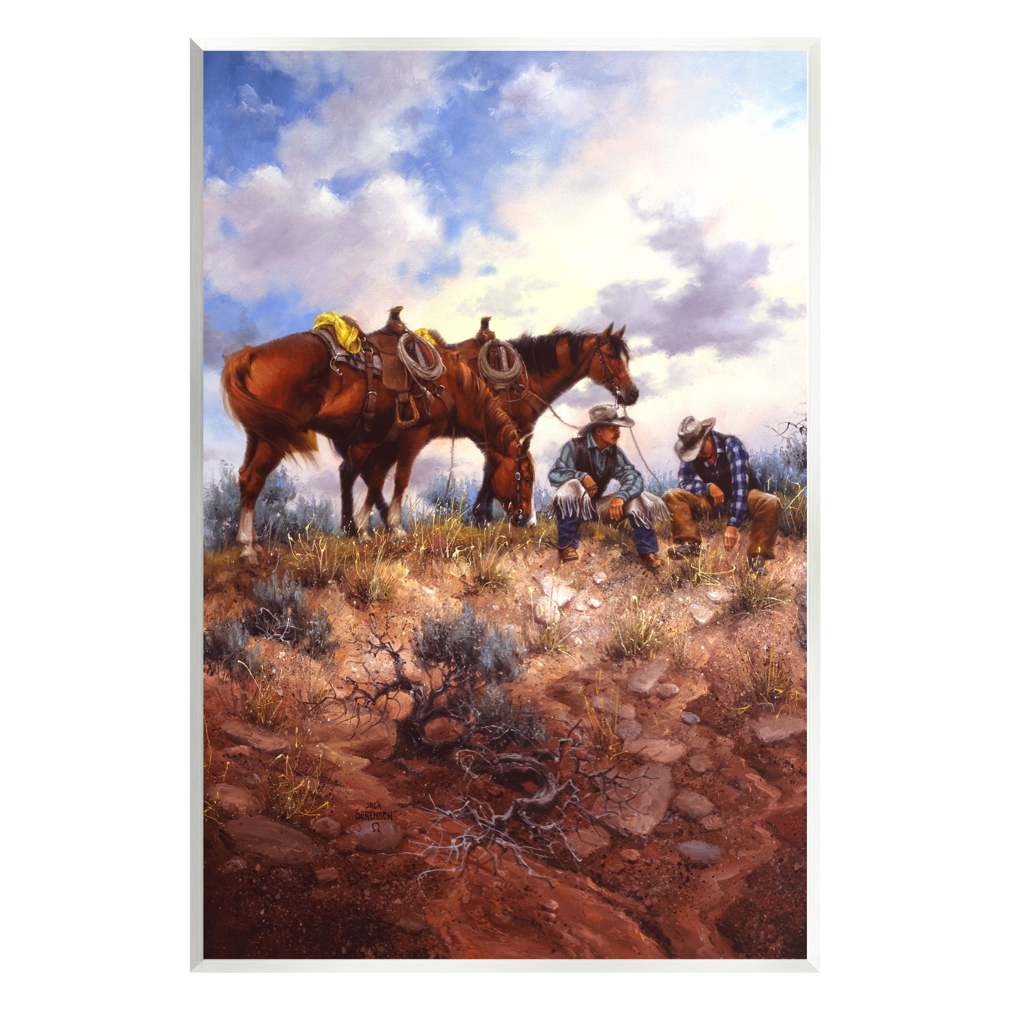 Stupell Industries Cowboys & Horses Landscape Animals & Insects Painting Unframed Art Print Wall Art, 13 x 19