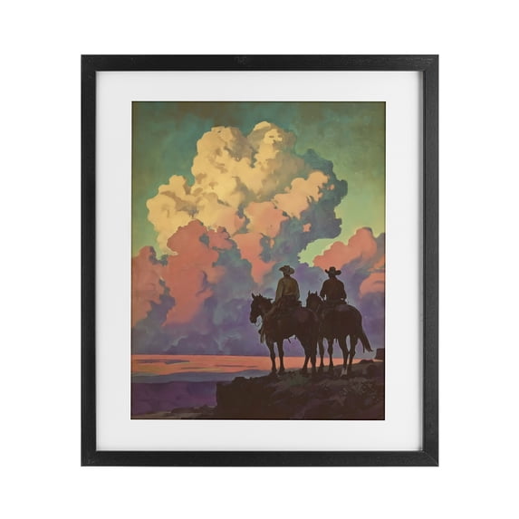 Stupell Industries Rustic Lodge Cowboys Silhouetted Against Clouds Black Framed Print Under Glass, 13 x 16, by Arlington Prints
